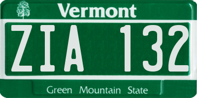 VT license plate ZIA132