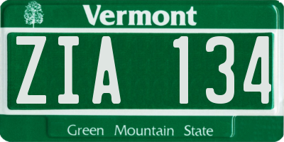 VT license plate ZIA134