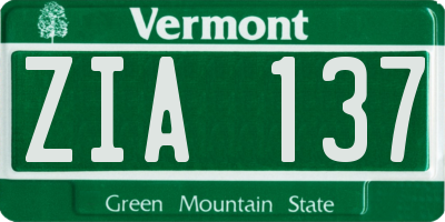 VT license plate ZIA137