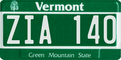 VT license plate ZIA140