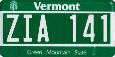 VT license plate ZIA141