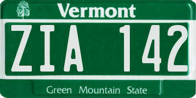VT license plate ZIA142