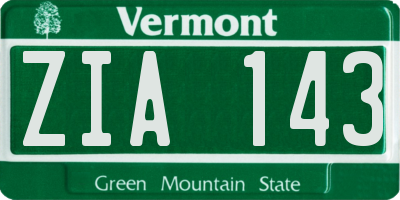 VT license plate ZIA143