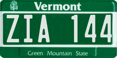 VT license plate ZIA144