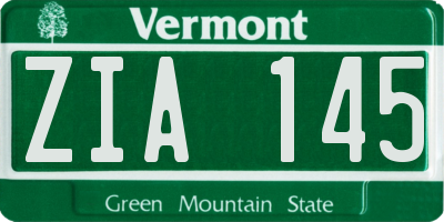 VT license plate ZIA145