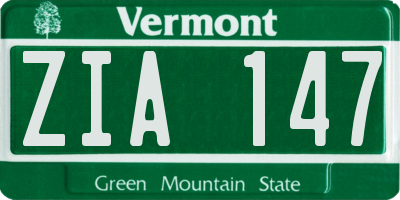 VT license plate ZIA147
