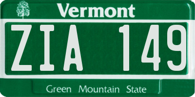VT license plate ZIA149