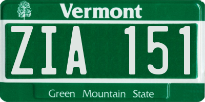 VT license plate ZIA151