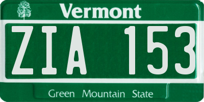 VT license plate ZIA153