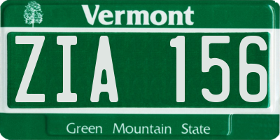 VT license plate ZIA156