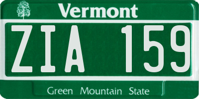 VT license plate ZIA159