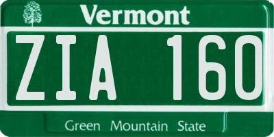 VT license plate ZIA160