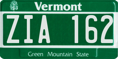 VT license plate ZIA162