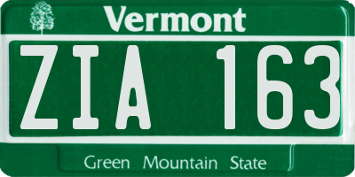 VT license plate ZIA163