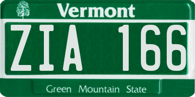 VT license plate ZIA166