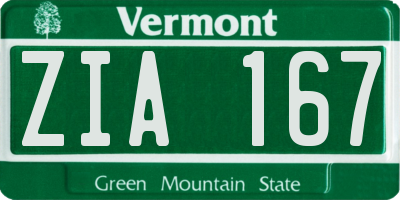 VT license plate ZIA167