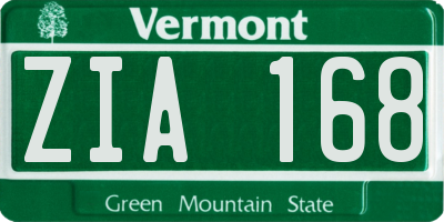 VT license plate ZIA168