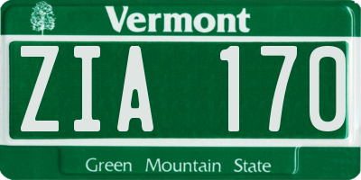 VT license plate ZIA170