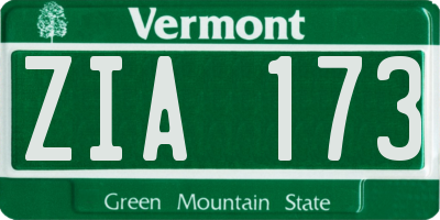 VT license plate ZIA173