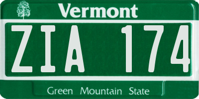 VT license plate ZIA174