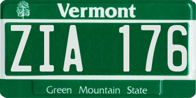 VT license plate ZIA176