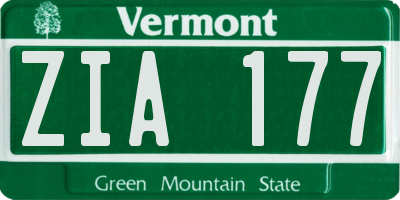 VT license plate ZIA177
