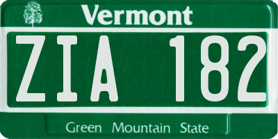 VT license plate ZIA182