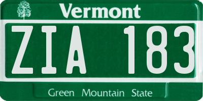 VT license plate ZIA183