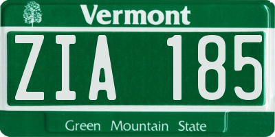 VT license plate ZIA185