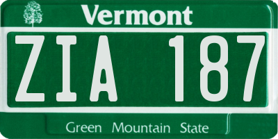 VT license plate ZIA187