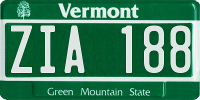 VT license plate ZIA188