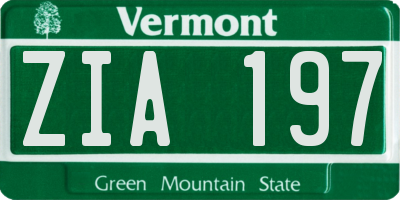 VT license plate ZIA197