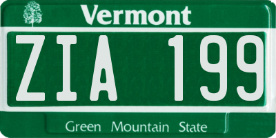VT license plate ZIA199
