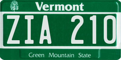 VT license plate ZIA210