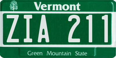 VT license plate ZIA211