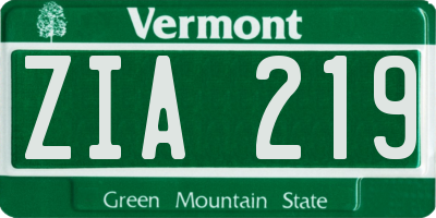 VT license plate ZIA219
