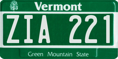 VT license plate ZIA221