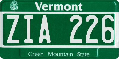 VT license plate ZIA226
