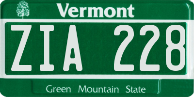 VT license plate ZIA228