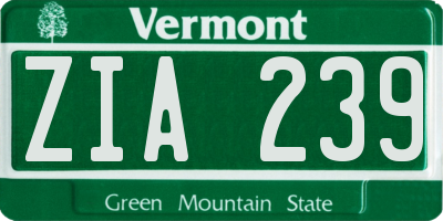 VT license plate ZIA239