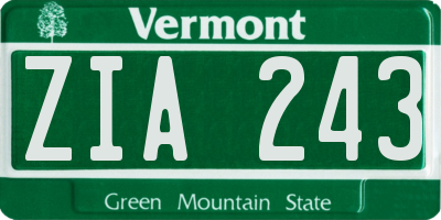 VT license plate ZIA243