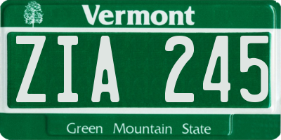 VT license plate ZIA245