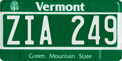 VT license plate ZIA249
