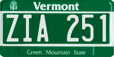 VT license plate ZIA251
