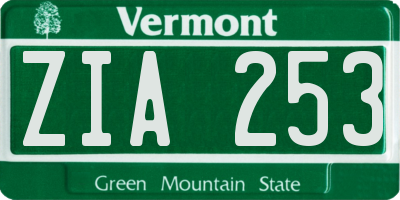 VT license plate ZIA253