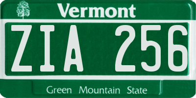 VT license plate ZIA256