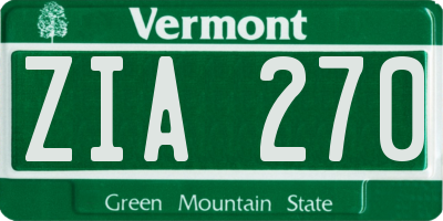 VT license plate ZIA270