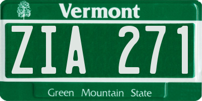 VT license plate ZIA271