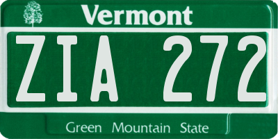 VT license plate ZIA272
