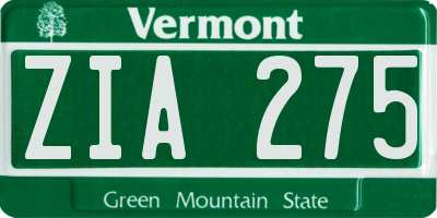 VT license plate ZIA275